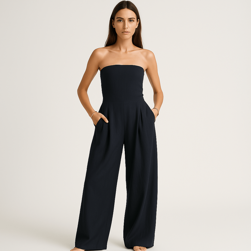 Lavinque Jumpsuit Bleu / XS Combinaison Bustier | Élégante et Fluide | Parfaite pour l’Été