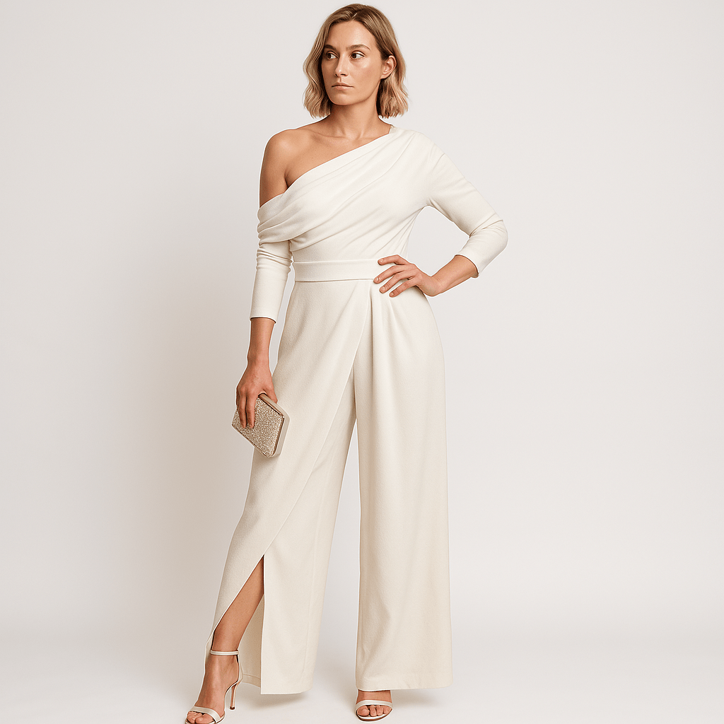 Lavinque Jumpsuit Combinaison Asymétrique Blanche | Fente Élégante | Moderne & Féminine
