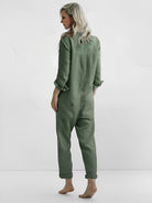 Lavinque Jumpsuit Combinaison Longue en Lin | Décontractée | Légère et Confortable
