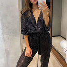 Lavinque Jumpsuit Combinaison Pailletée | Élégance & Strass | Look de Soirée