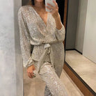 Lavinque Jumpsuit Combinaison Pailletée | Élégance & Strass | Look de Soirée