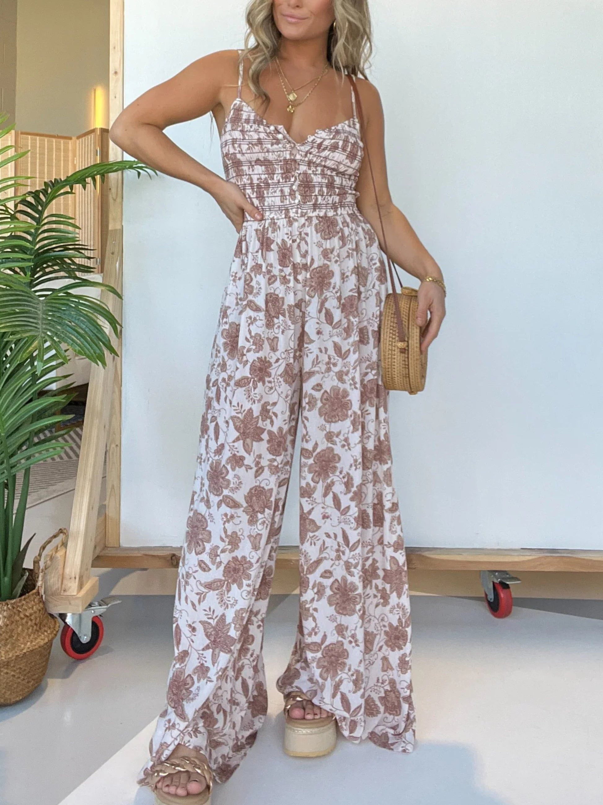 Lavinque Jumpsuit Combinaison Pantalon Femme | Élégante & Fluide | Imprimé Bohème Chic
