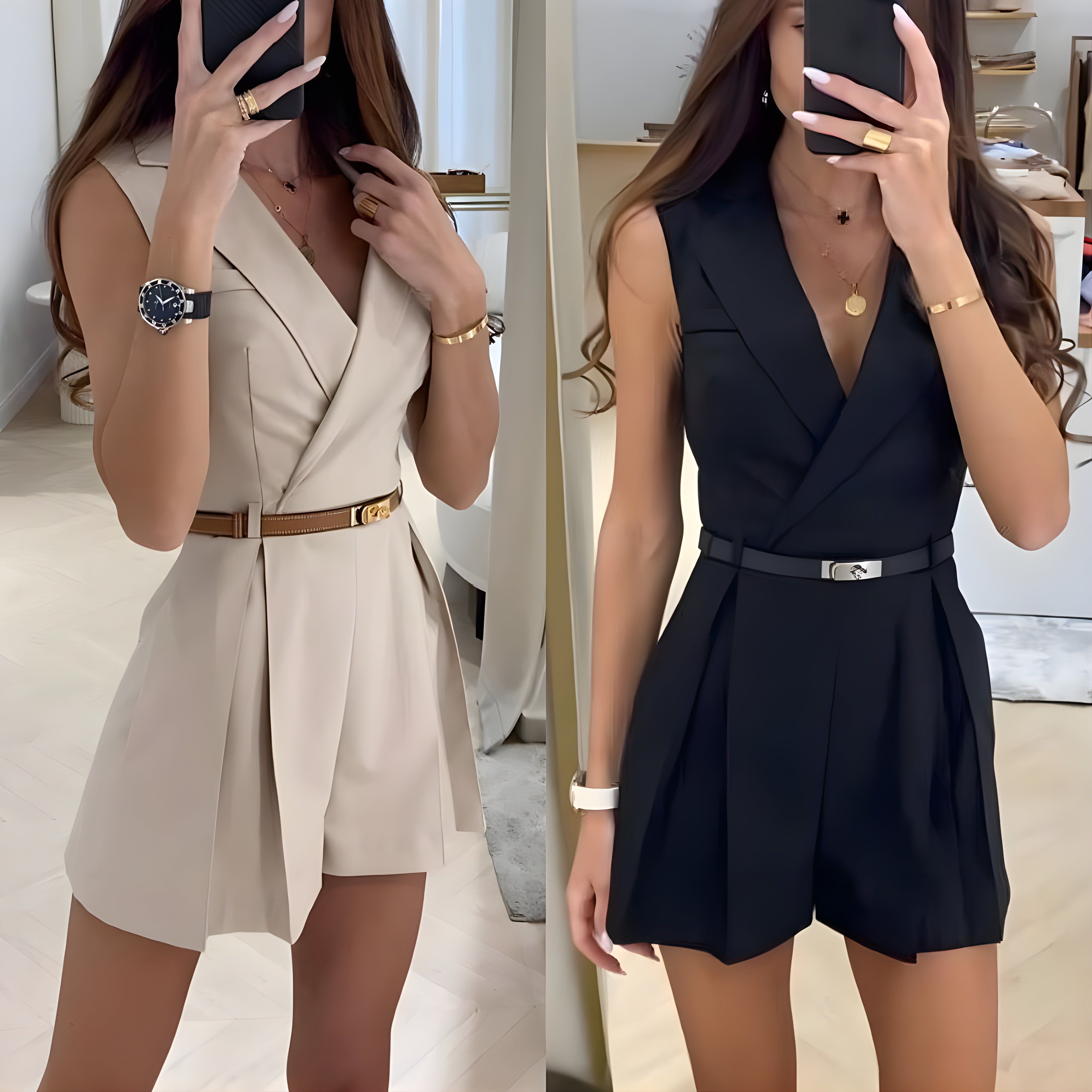 Lavinque Jumpsuit Combishort Blazer Sans Manches | Élégance Modernité | Coupe Structurée