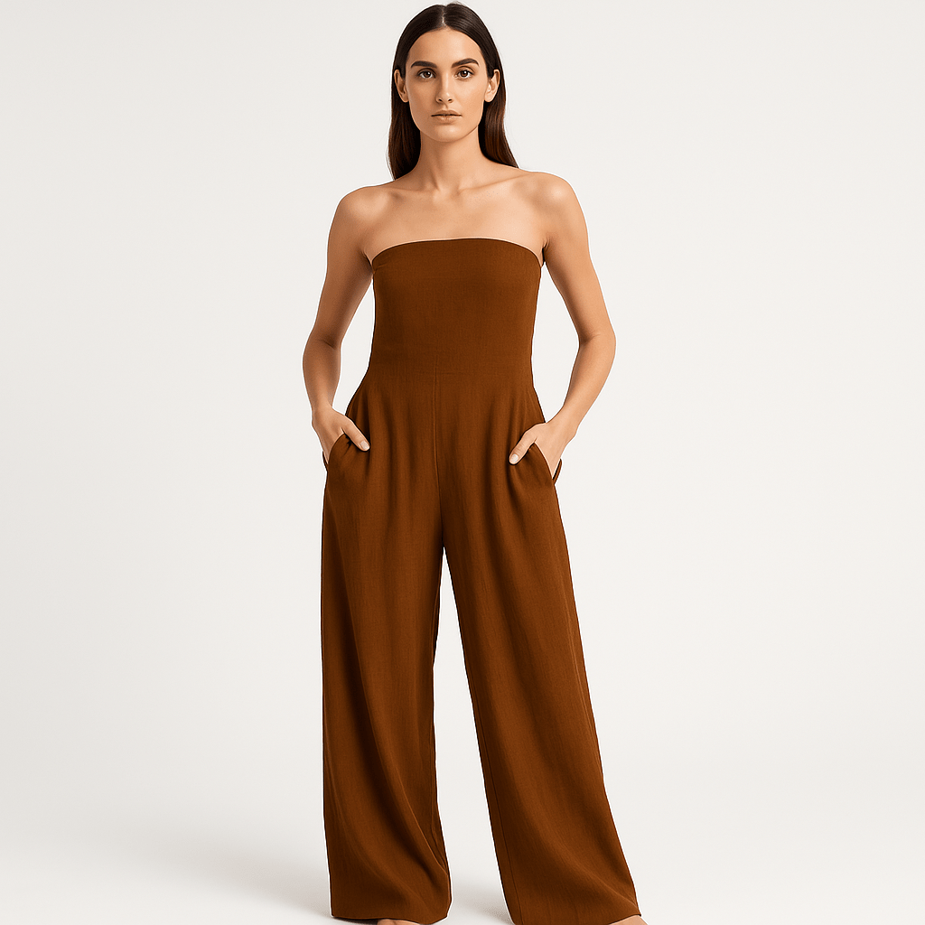 Lavinque Jumpsuit Marron / XS Combinaison Bustier | Élégante et Fluide | Parfaite pour l’Été