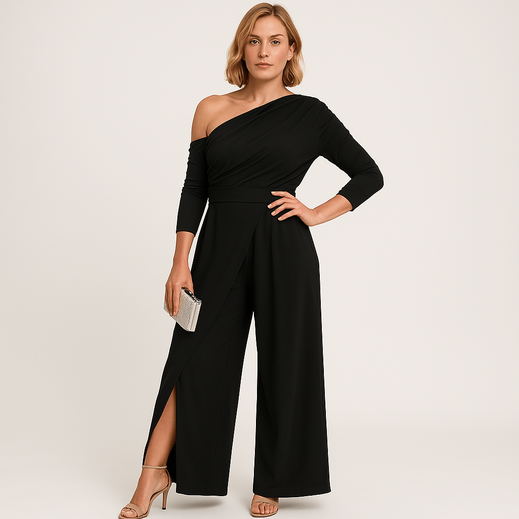 Lavinque Jumpsuit Noir / S Combinaison Asymétrique Blanche | Fente Élégante | Moderne & Féminine