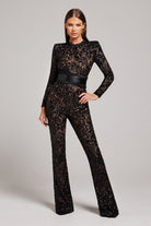 Lavinque Jumpsuit Noir / S Combinaison en Dentelle Transparente | Élégance & Audace | Look Soirée Glamour
