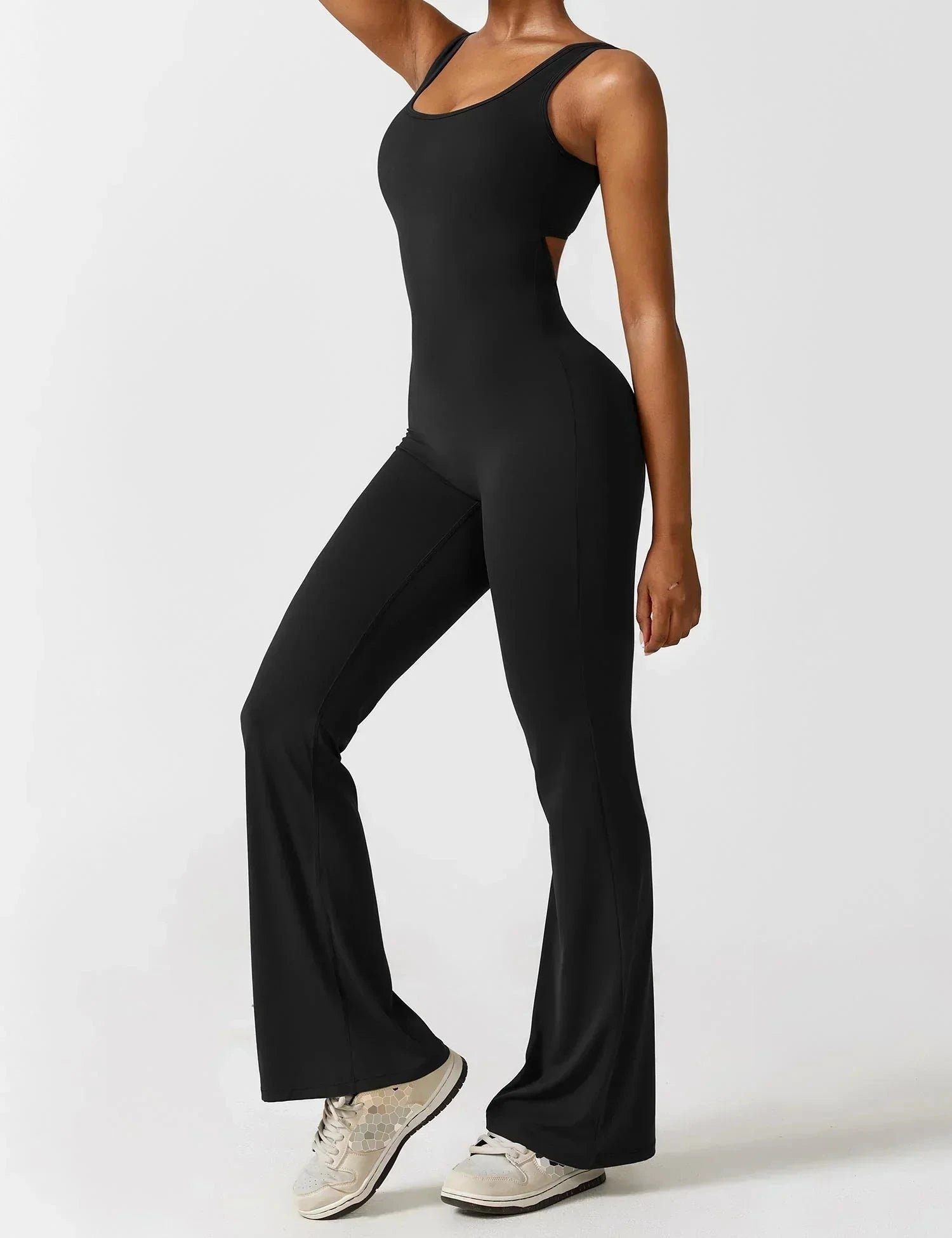 Lavinque Jumpsuit Noir / S Combinaison Évasée Dos Nu | Gainante | Sportive et Élégante