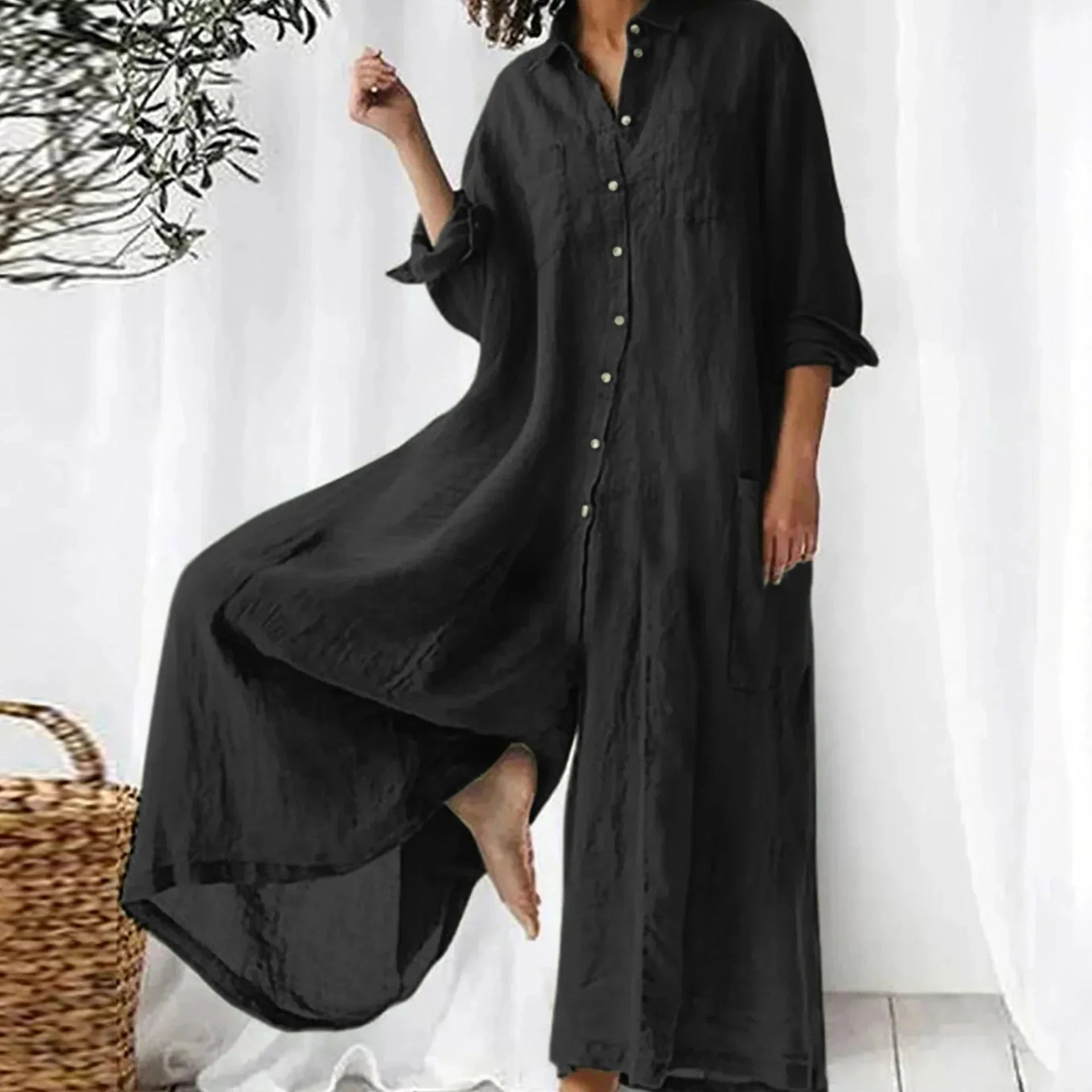 Lavinque Jumpsuit Noir / S Robe Longue Femme | Lin | Élégante et Confortable