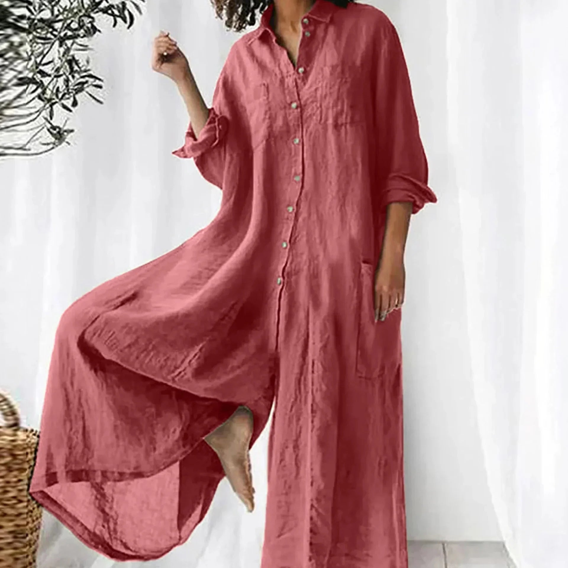 Lavinque Jumpsuit Rose / S Robe Longue Femme | Lin | Élégante et Confortable