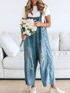 Lavinque Jumpsuit Salopette Large en Jean | Effet Usé | Style Décontracté et Vintage