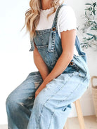 Lavinque Jumpsuit Salopette Large en Jean | Effet Usé | Style Décontracté et Vintage