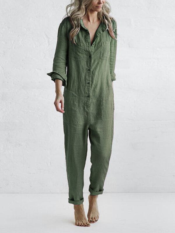 Lavinque Jumpsuit Vert / S Combinaison Ample Femme | Casual et Confortable | Look Décontracté