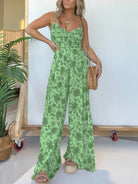 Lavinque Jumpsuit Vert / S Combinaison Pantalon Femme | Élégante & Fluide | Imprimé Bohème Chic