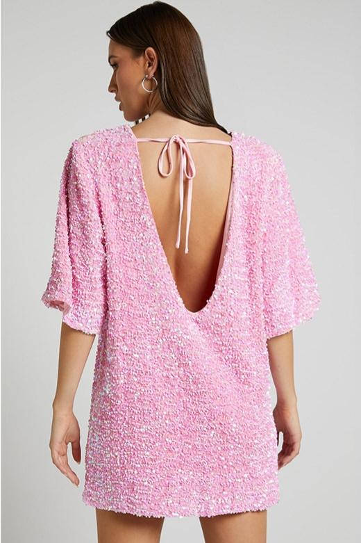 Lavinque Kleding en accessoires Robe Courte à Sequins Dos Nu | Glamour | Brillante et Élégante
