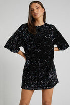 Lavinque Kleding en accessoires Robe Courte à Sequins Dos Nu | Glamour | Brillante et Élégante