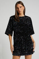 Lavinque Kleding en accessoires Robe Courte à Sequins Dos Nu | Glamour | Brillante et Élégante