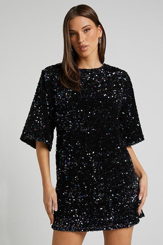 Lavinque Kleding en accessoires Robe Courte à Sequins Dos Nu | Glamour | Brillante et Élégante