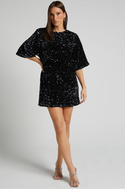 Lavinque Kleding en accessoires Robe Courte à Sequins Dos Nu | Glamour | Brillante et Élégante