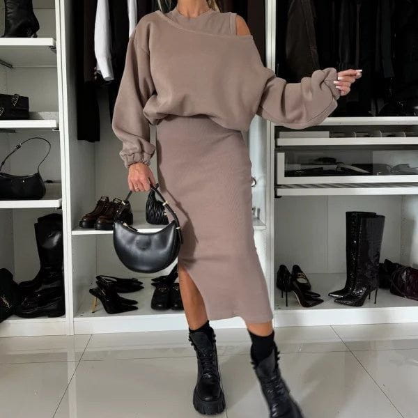 Lavinque out Café / S Ensemble Jupe et Pull | Chic & Confortable | Look Tendance