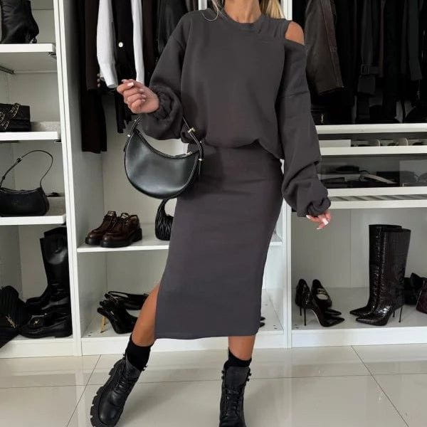 Lavinque out Gris / S Ensemble Jupe et Pull | Chic & Confortable | Look Tendance