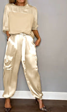 Lavinque outfit set Abricot / S Ensemble Satiné | Élégance Brillante | Confort Luxe