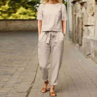 Lavinque Outfit set Beige / S Ensemble Décontracté Femme | Lin Mélangé | Léger et Élégant