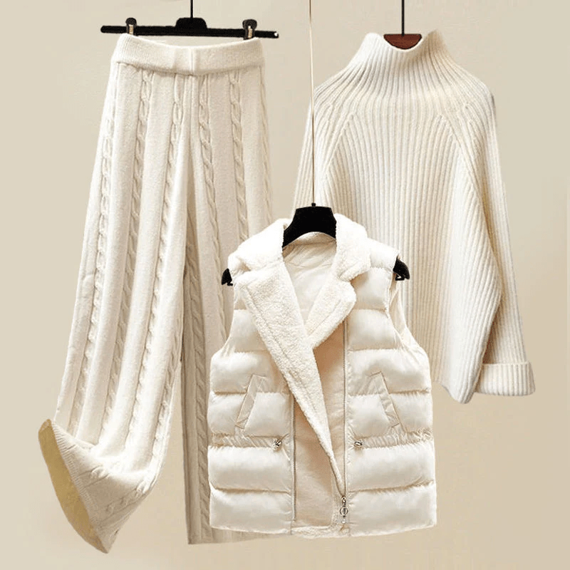 Lavinque outfit set Beige / S Ensemble Hiver 3 Pièces | Maille & Doudoune | Élégance Cosy