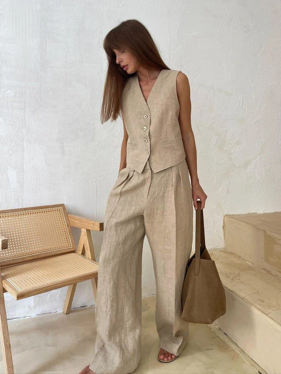 Lavinque outfit set Beige / S Ensemble Lin | Élégance Naturelle | Confort Estival
