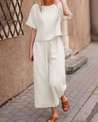 Lavinque outfit set Beige / S Ensemble Lin Femme | Deux Pièces | Confort et Élégance