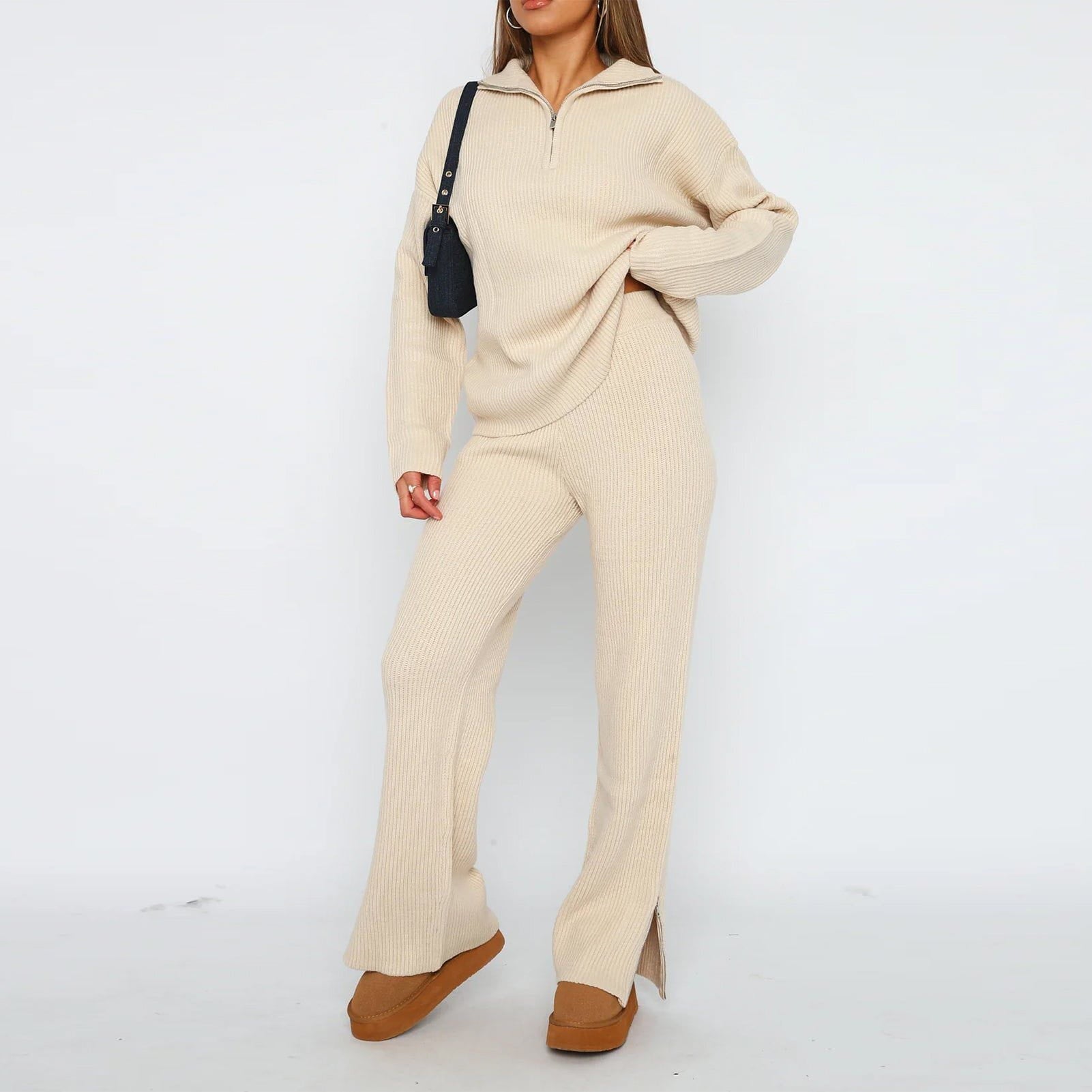 Lavinque outfit set Beige / S Ensemble Pull et Pantalon | Confort Absolu | Look Décontracté