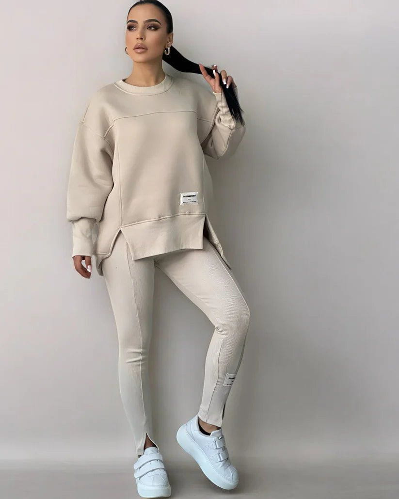 Lavinque Outfit set Beige / S Ensemble Sweat et Legging | Bleu Marine | Sporty et Ultra Confortable