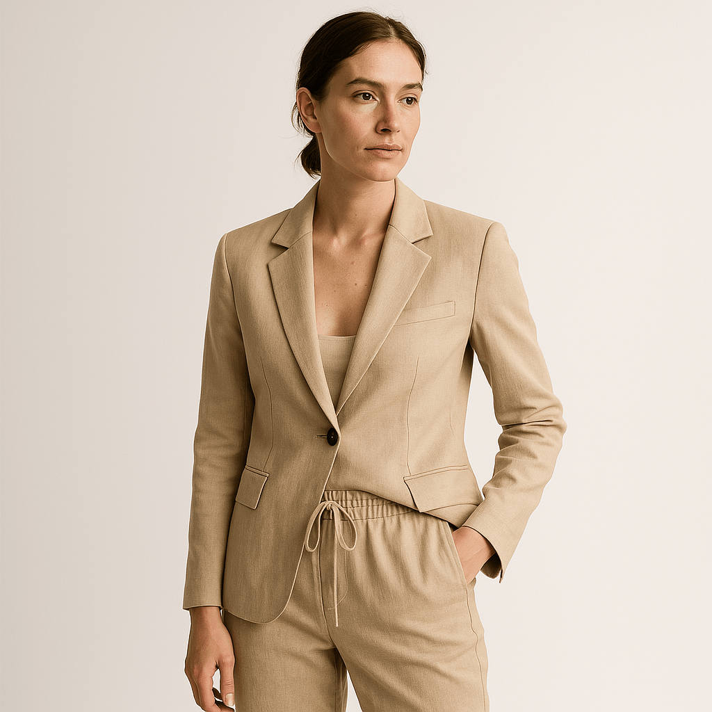 Lavinque Outfit set Beige / S Tailleur Décontracté Bleu | Chic et Confort | Veste & Pantalon Coordonnés