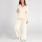 Lavinque outfit set Beige / XS Ensemble Pull & Pantalon Large | Confort & Élégance | Look Décontracté