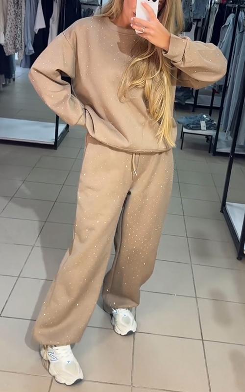 Lavinque outfit set Beige / XS Ensemble Sweat et Pantalon | Confort & Paillettes | Look Streetwear