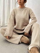 Lavinque Outfit set Beige / XS Ensemble Tricot Décontracté | Marron Caramel | Douillet & Élégant