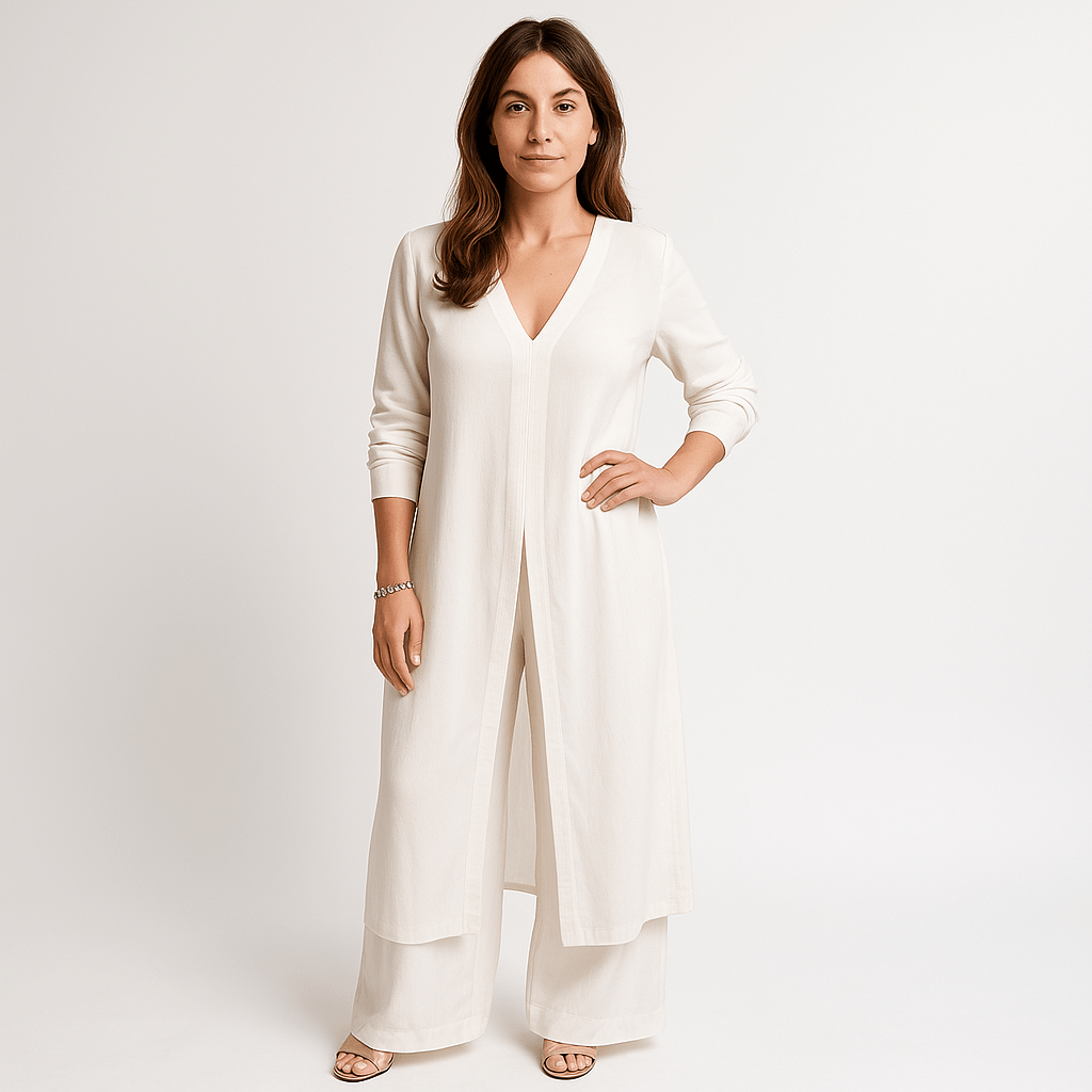 Lavinque Outfit set Blanc / S Combinaison Blanche Élégante | Effet Robe Longue | Fluide et Raffinée