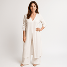 Lavinque Outfit set Blanc / S Combinaison Blanche Élégante | Effet Robe Longue | Fluide et Raffinée