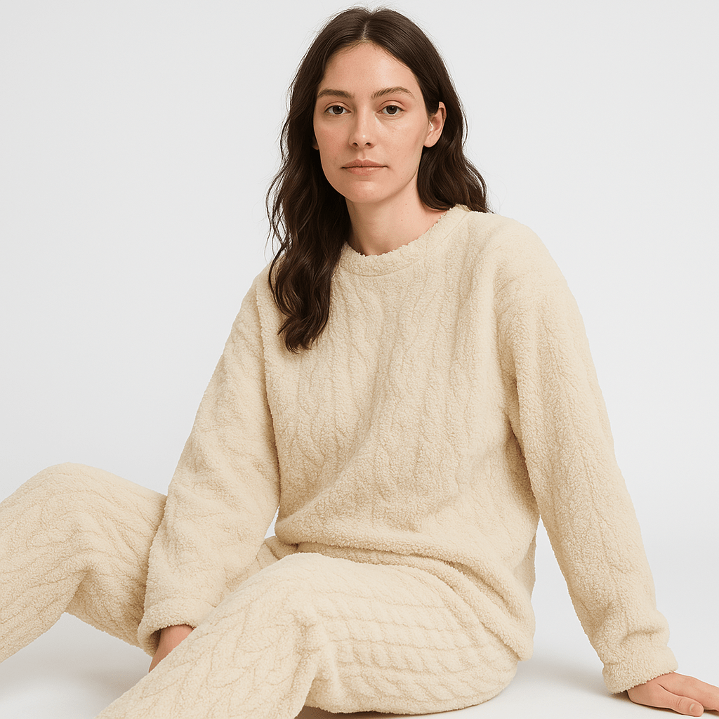 Lavinque Outfit set Blanc / S Ensemble Cocooning Torsadé Crème | Ultra Doux | Parfait pour l’Hiver