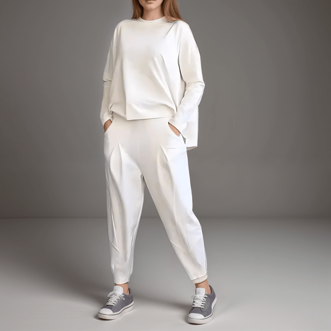 Lavinque Outfit set Blanc / S Ensemble Décontracté en Tissu Fluide | Noir | Élégant et Minimaliste