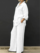 Lavinque outfit set Blanc / S Ensemble Lin Décontracté | Vert | Léger et Élégant