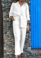 Lavinque outfit set Blanc / S Ensemble Lin Femme | Chemise et Pantalon | Léger et Élégant