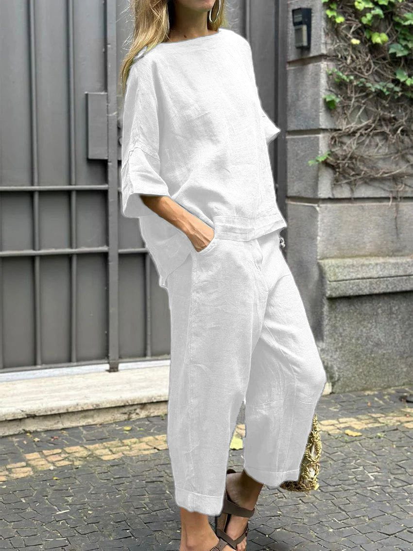Lavinque outfit set Blanc / S Ensemble Lin Oversize | Décontracté | Léger et Élégant