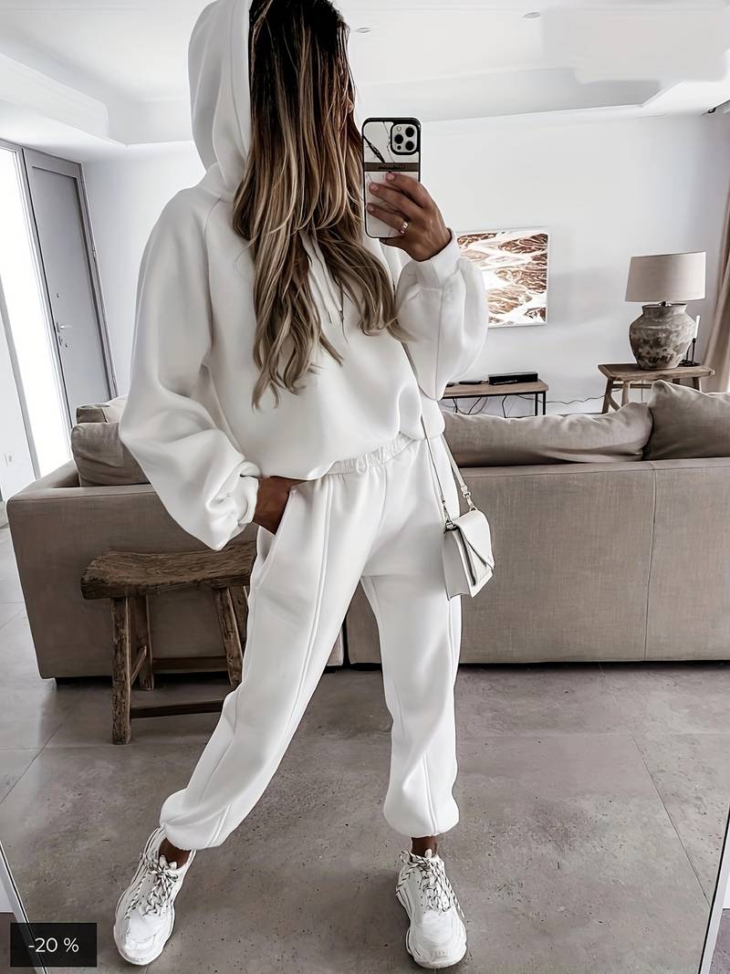 Lavinque outfit set Blanc / S Ensemble lounge oversize | Marron | Confort et style décontracté