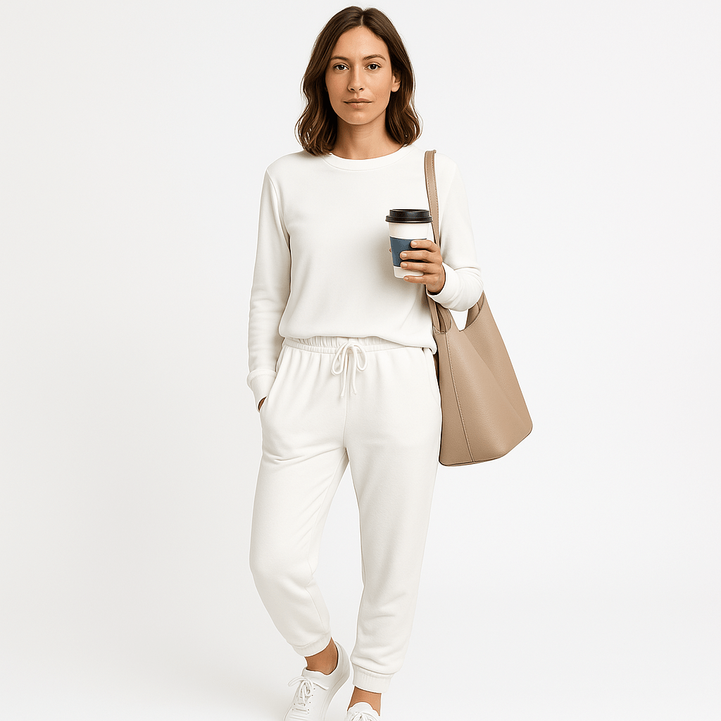 Lavinque Outfit set Blanc / S Ensemble Loungewear Vieux Rose | Ultra Confort | Look Décontracté
