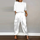 Lavinque Outfit set Blanc / S Ensemble Satiné Chic | Beige Doré | Élégant et Fluide