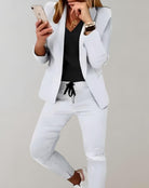 Lavinque outfit set Blanc / S Ensemble Tailleur à Carreaux | Chic & Confortable | Bureau & Quotidien