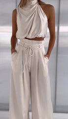 Lavinque Outfit set Blanc / S Ensemble Top & Pantalon Élégant | Fluide & Sans Manches | Chic et Moderne