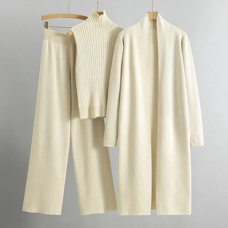 Lavinque outfit set Blanc / S Ensemble Tricot 3 Pièces | Élégance Minimaliste | Confort &  Style