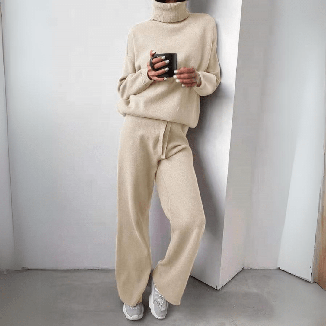 Lavinque outfit set Blanc / S Ensemble Tricoté à Col Roulé | Élégance Décontractée | Doux & Confortable