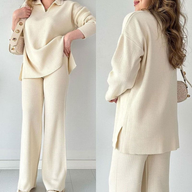 Lavinque outfit set Blanc / XS Ensemble Tricot | Pull Oversize & Pantalon Large | Élégance et Confort